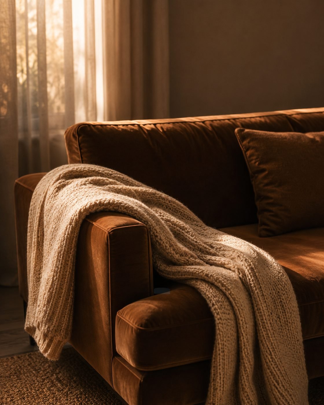 Sofa + throw blanket