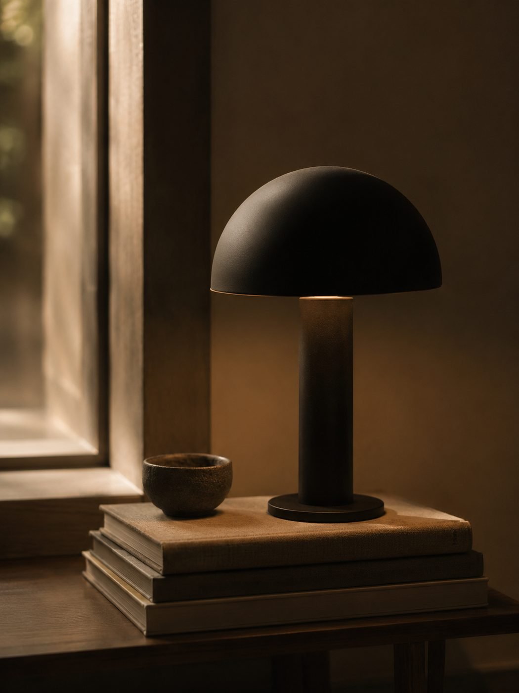 Table lamp + books