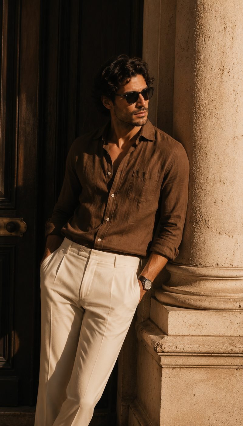 Woman brown shirt
